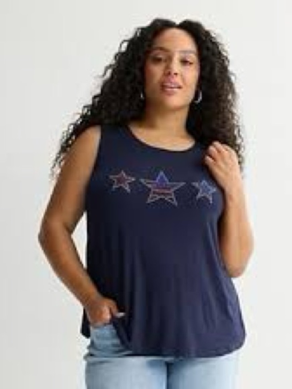 Apt. 9 Navy Tank with Red, White & Blue Star Studs